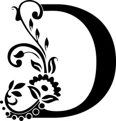 Floral premium luxury D alphabet letter
