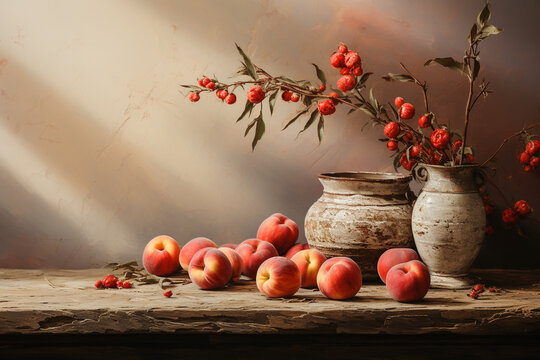 a minimalistic still life painting of apples with brush strokes, primitive rustic style