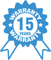 15 years warranty label, 15 years warranty badge