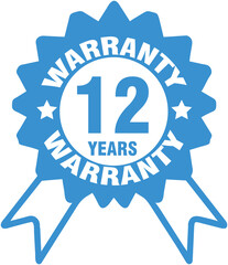 12 years warranty label, 12 years warranty badge