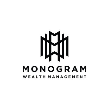 Initial Letter M W MW MWM Monogram with Modern Geometric Line Art Logo Design
