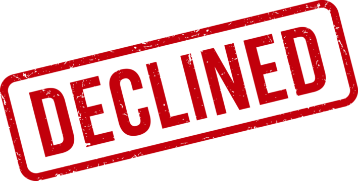 Red declined rubber stamp