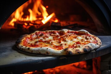 pizza on a stove