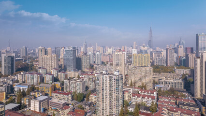 Aerial view of modern city skyline in Nanjing, China