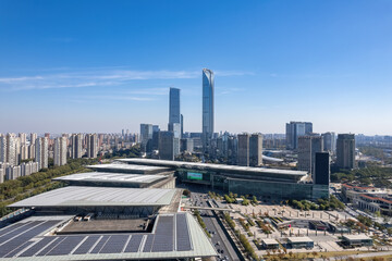 Aerial view of modern city skyline of Suzhou, China