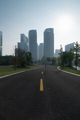 Fototapeta premium Streets and modern cityscape of Hangzhou, China