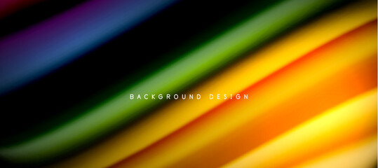 Rainbow color wave lines on black. Techno or business abstract background for posters, covers, banners, brochures, websites