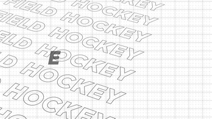 Field Hockey black and white creative promotion program broadcast sport design. Promo title page dynamic animation loop. Rows intro stream up attractive show screen seamless background card.