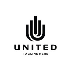 Initial Letter U Monogram With Modern Geometric Line Art Logo Design