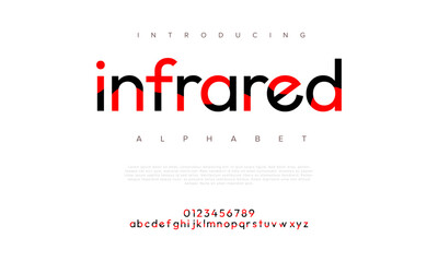 Infrared creative modern urban alphabet font. Digital abstract moslem, futuristic, fashion, sport, minimal technology typography. Simple numeric vector illustration