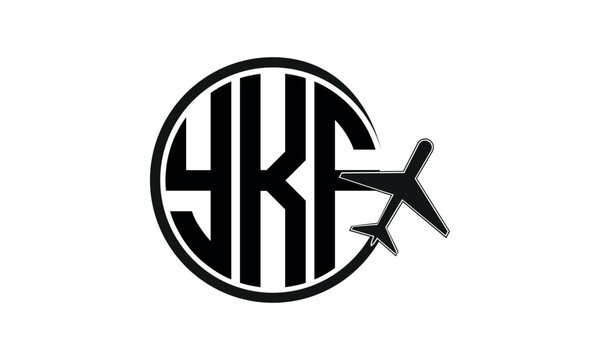 YKF three initial letter circle tour & travel agency logo design vector template. hajj Umrah agency, abstract, wordmark, business, monogram, minimalist, brand, company, flat, tourism agency, tourist