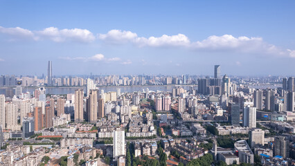 Fototapeta na wymiar Aerial photography of the skyline of urban architecture in Wuhan..