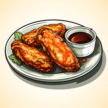 fried chicken wings with sauce icon