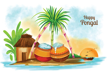 Happy pongal holiday harvest festival celebration card background