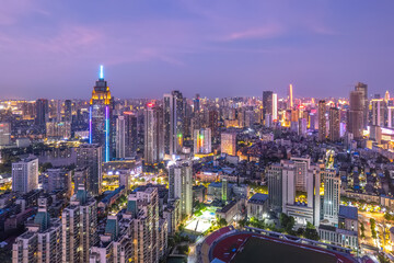 Naklejka na ściany i meble Aerial photography of the skyline of urban architecture in Wuhan..