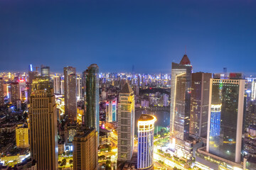 Naklejka premium Aerial photography of the skyline of urban architecture in Wuhan..