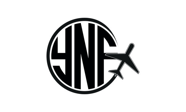YNF three initial letter circle tour & travel agency logo design vector template. hajj Umrah agency, abstract, wordmark, business, monogram, minimalist, brand, company, flat, tourism agency, tourist