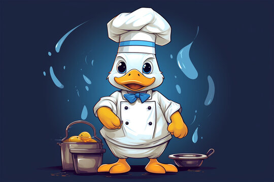 duck chef cartoon vector design