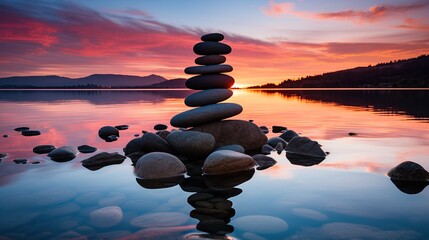 Zen Stone Stack Contemplation and relaxation generated with AI illustration - 697909110