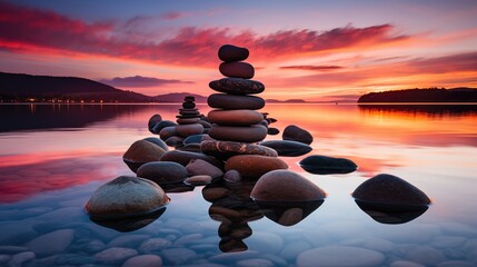 Zen Stone Stack Contemplation and relaxation generated with AI illustration - 697909113