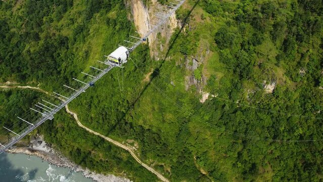 Kushma suspension bridge bungee jump in Nepal 
