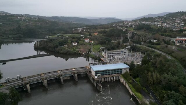 Orbit parallax establishes Velle water dam and power plant in Ourense, Galicia, Spain