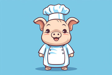 pig chef cartoon vector design