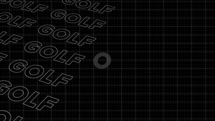 Golf black and white promo title page dynamic animation loop. Rows intro stream up attractive show screen seamless background card. Creative promotion program broadcast sport design.