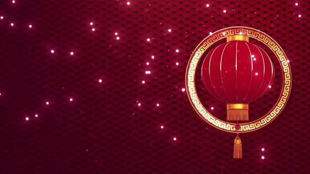 Chinese New Year with Lantern and plum blossom on Background Loop. Happy New Year lantern flow and plum blossom fall in a  background seamless loop.
