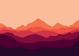 beautiful landscape mountains, vector illustration for background design.