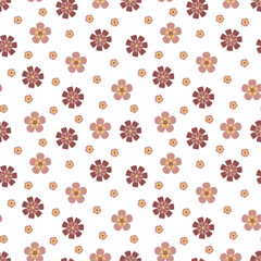 Simple and Cute Seamless Floral Pattern. Suitable for Accessories, Home D&eacute;cor, Stationary, Textile & Fabric, Wallpaper, Website or any other Printing Purposes. Vector Illustration. White Background.