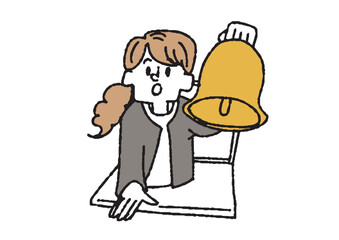 アラームを設定する女性　インターネットを活用する女性のイラスト