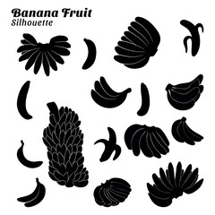 Collection of illustrations of banana fruit silhouettes