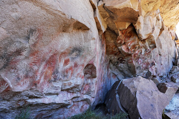 Argentina Santa Cruz The caves of the Pinturas River keep works made by the Tehuelche Indians and...