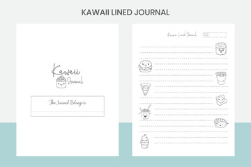 Kawaii Lined Journal Kdp Interior