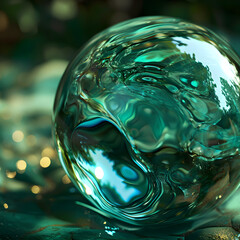 ,marbles ,crystal ball on the water,  ai generative