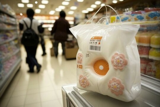 A plastic shopping bag in Japan. Generative AI
