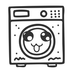 hand drawn washing machine single sticker with various expressions