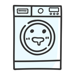 hand drawn washing machine single sticker with various expressions