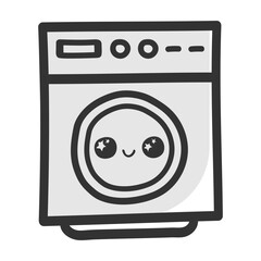 hand drawn washing machine single sticker with various expressions