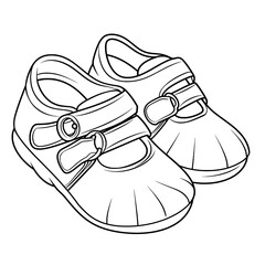 outline illustration of pair shoe for baby