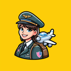 FEMALE PILOT ILLUSTRATION VECTOR