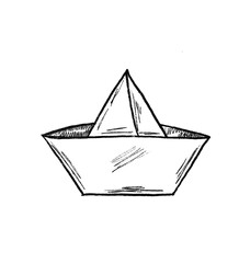 hand sketch transparent paper boat PNG