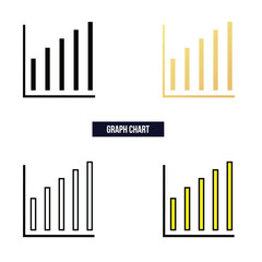 Flat graph chart icon set. Growth icon symbol.