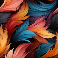 Seamless background with multicolored feathers