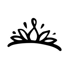 Crown Icon in Hand Drawn Doodle style isolated on white background. King crown sketches, majestic tiara, king and queen royal diadems vector. Line art prince and princess luxurious head accessories.