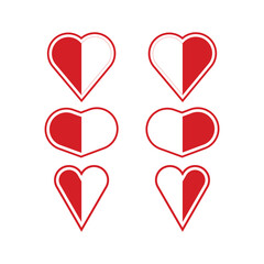 Heart icon set in flat style with background.