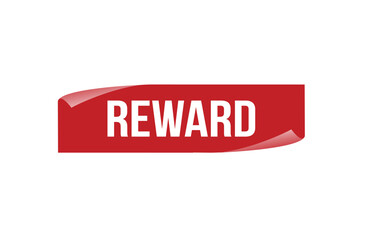 Red banner Reward on white background.