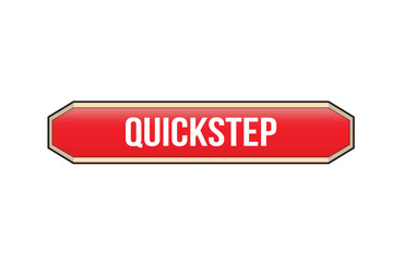 Quickstep red ribbon label banner. Open available now sign or Quickstep tag.