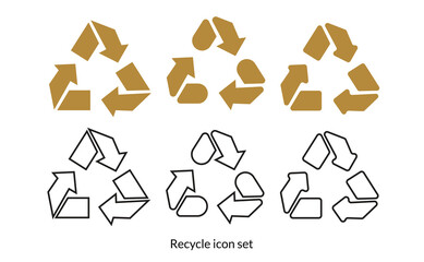 Recycle icon set, sign isolated on white background